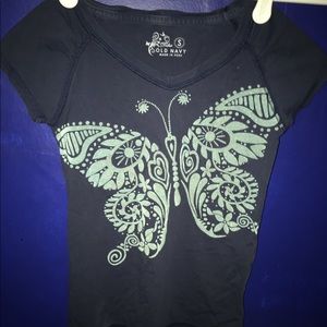 Old Navy Navy Blue butterfly shirt girls